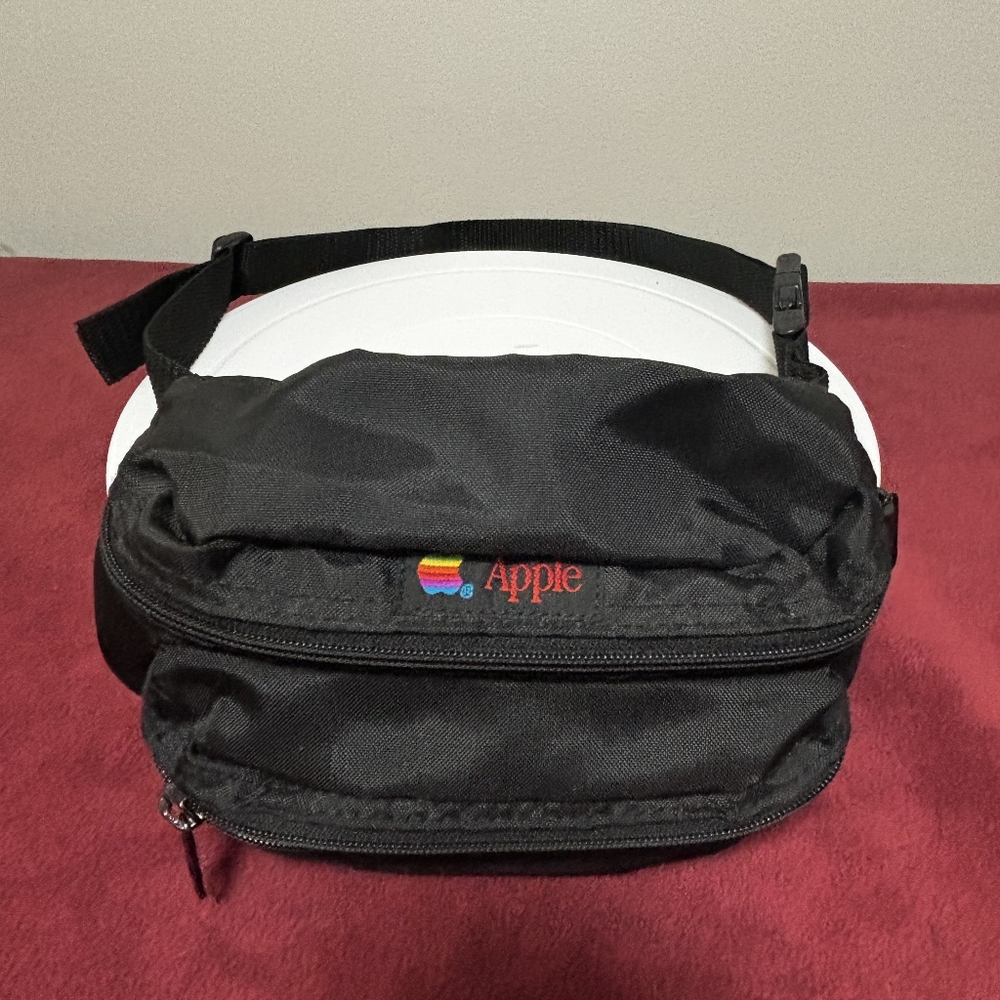 Vintage Apple Fanny Pack Rare Retro Rainbow Logo 2 pocket Waist Bag Made in USA